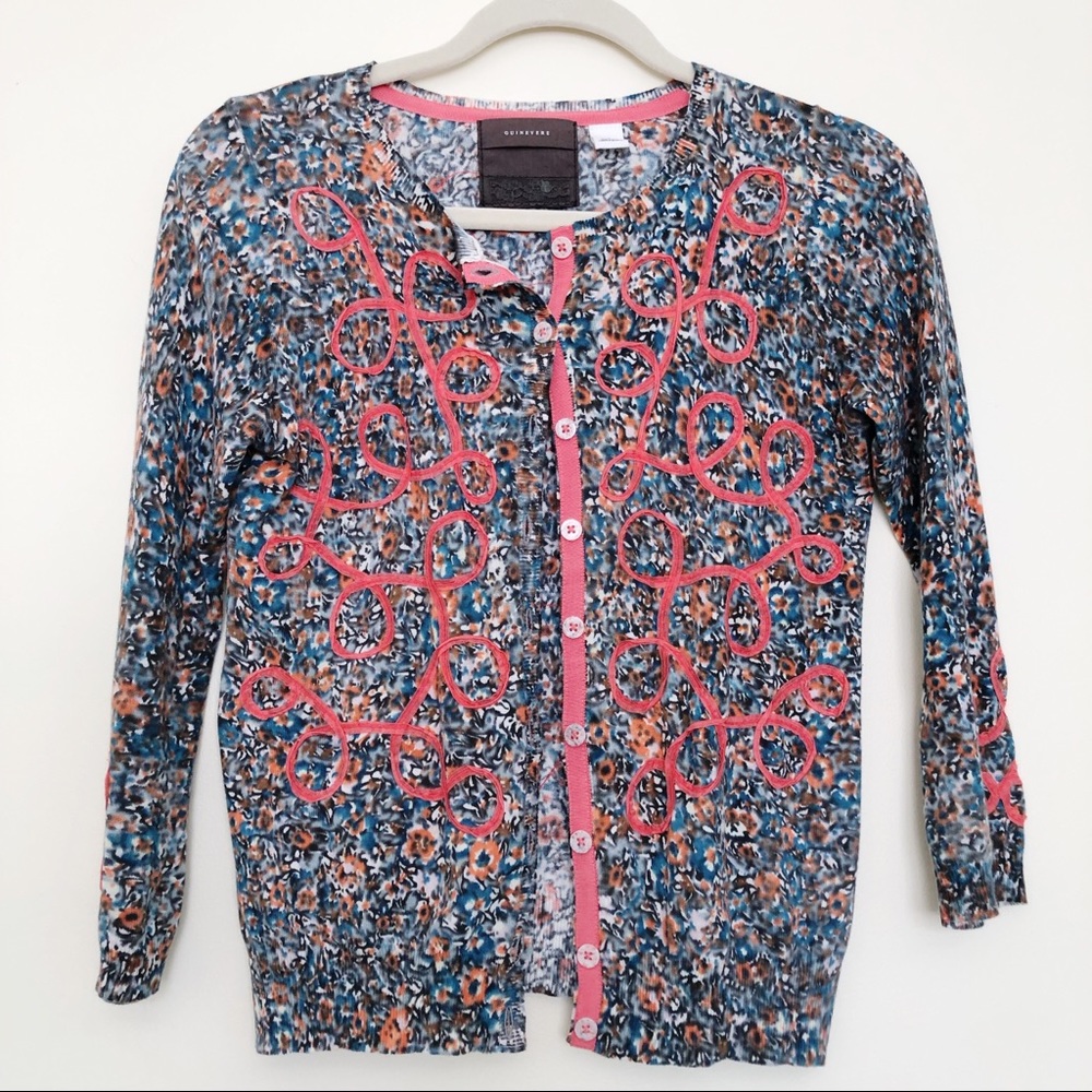 Anthropologie Guinevere Floral Cardigan Small